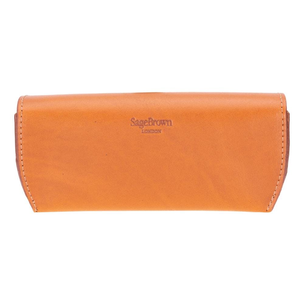 Leather glasses case, tan, back