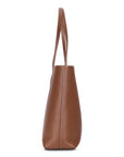 Leather tote bag, tan, side view