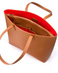 Luxury Leather Tote Bag and Shopper, Tan, inside