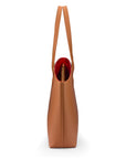 Luxury Leather Tote Bag and Shopper, Tan, side