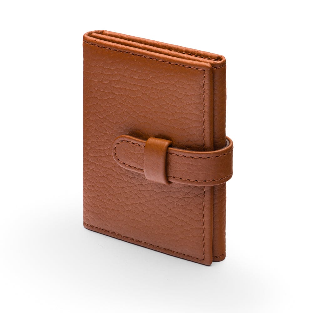Mini leather trifold photo frame, tan, 60 x 40mm, side