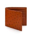 RFID wallet in ostrich leather, tan, front