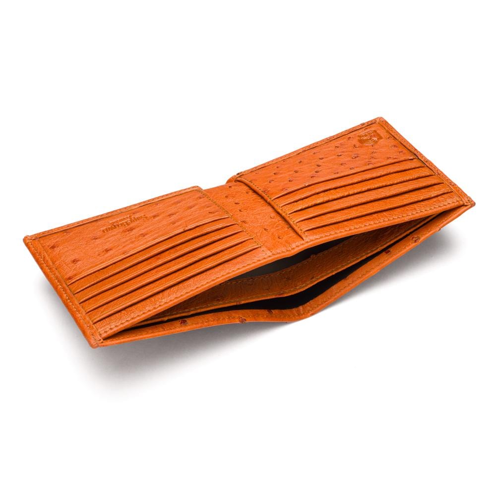 RFID wallet in ostrich leather, tan, inside
