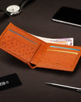 RFID wallet in ostrich leather, tan, lifestyle