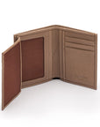 Compact leather wallet with 6 credit card slots and 2 ID windows, taupe, extra page