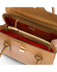 Large leather Morgan bag, taupe croc, inside