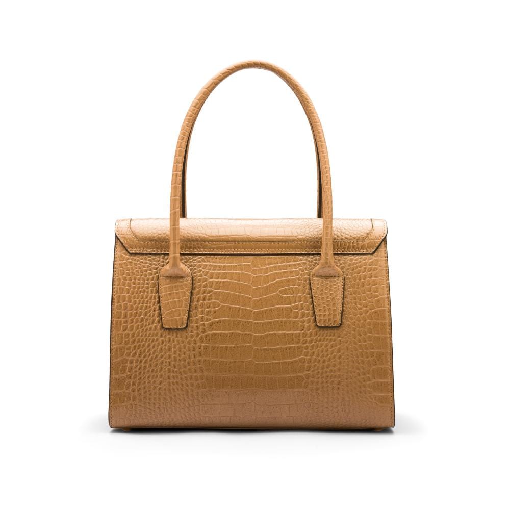 Large leather Morgan bag, taupe croc, back