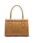 Large leather Morgan bag, taupe croc, back