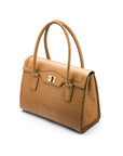Large leather Morgan bag, taupe croc, side