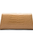 Leather clutch bag, taupe croc, back