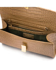 Leather clutch bag, taupe croc, inside