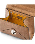 Leather top handle bag, Burnett bag, taupe croc, inside
