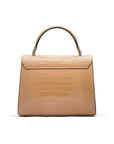 Leather top handle bag, Burnett bag, taupe croc, back