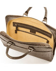 Leather Trinity 13" laptop briefcase, taupe croc, open