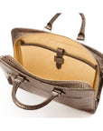 Leather Trinity 13" laptop briefcase, taupe croc, inside view