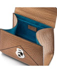 Mini Burnett small top handle bag, taupe croc, inside