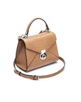Mini Burnett small top handle bag, taupe croc, side view