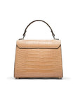 Mini Burnett small top handle bag, taupe croc, back