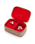 Rectangular zip around jewellery case, taupe croc, inside