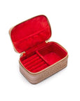 Rectangular zip around jewellery case, taupe croc, open
