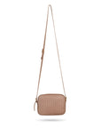 Ivy woven leather camera bag, taupe, with long strap