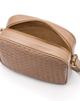 Ivy woven leather camera bag, taupe, interior
