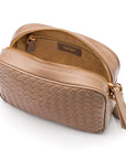 Ivy woven leather camera bag, taupe, inside
