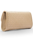 Woven leather clutch bag, taupe, back