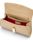 Woven leather clutch bag, taupe, inside