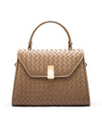 Woven leather Sabrina bag, taupe, front