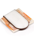 Leather Magnetic Money Clip, white, front