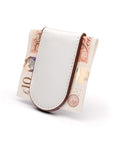 Leather Magnetic Money Clip, white, back