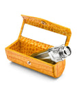Leather lipstick case, yellow croc, inside view