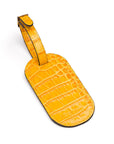 Leather luggage tag, yellow croc, back