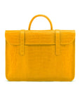 Leather music bag, yellow croc, front