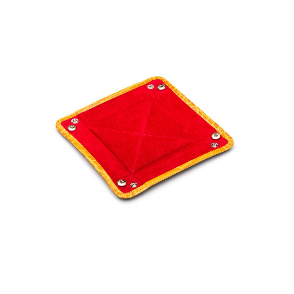 Small leather valet tray, yellow croc, flat