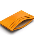 Flat leather credit card wallet 4 CC, yellow pebble grain, inside