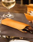 Large leather glasses case, yellow, lifestyle