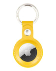 Leather air tag holder, yellow, front
