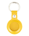 Leather air tag holder, yellow, front view