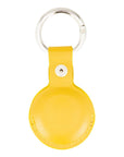 Leather air tag holder, yellow, back