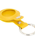 Leather air tag holder, yellow, side