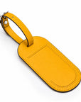 Leather luggage tag, yellow, front