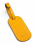 Leather luggage tag, yellow, back