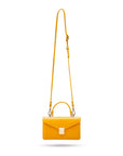 Maya top handle bag, yellow, with long shoulder strap