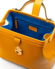 Mini leather Gladstone bag, yellow, inside