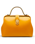Mini leather Gladstone bag, yellow, front
