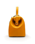 Mini leather Gladstone bag, yellow, side