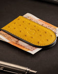 Real Ostrich Leather Magnetic Money Clip, yellow, lifestyle