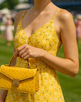 Real ostrich Maya bag, yellow ostrich, lifestyle